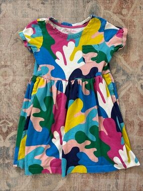 Mini Boden Multicolor Abstract Paint Print Cotton Dress Sz 8-9